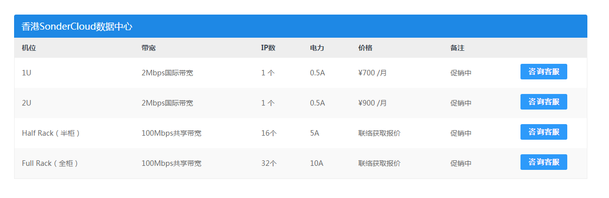 恒创香港服务器托管价格